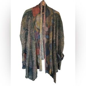 Broken Threads Sleeveless Cloak Cardigan Boho Patchwork Mixed Media High Low